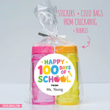 Pink & Rainbow "Happy 100 Days of School" Labels