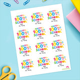 Pink & Rainbow "Happy 100 Days of School" Labels
