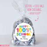 Pink & Rainbow "Happy 100 Days of School" Labels