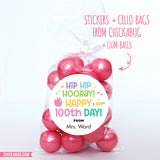 Pink & Pastels "Hip Hip Hooray" 100th Day of School Labels