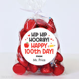 Black & Red "Hip Hip Hooray" 100th Day of School Labels
