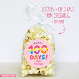 Pink "Happy 100 Days" 100th Day of School Labels