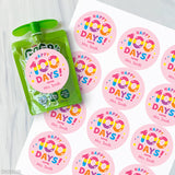 Pink "Happy 100 Days" 100th Day of School Labels