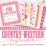 Pink Country Western Birthday Party Printable Decor Kit (Digital File)