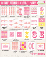 Pink Country Western Birthday Party Printable Decor Kit (Digital File)
