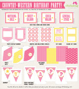 Pink Country Western Birthday Party Printable Decor Kit (Digital File)