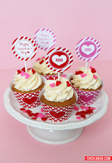 Free Printable Valentine's Day Cupcake Wrappers & Toppers
