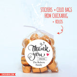 Black Calligraphy "Thank You" Stickers