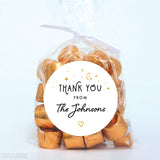Gold Moon and Stars Thank You Labels