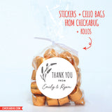 Black and White Botanical Thank You Labels