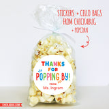 Popcorn or Bubbles "Thanks For Popping By" Stickers
