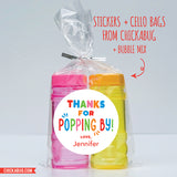 Popcorn or Bubbles "Thanks For Popping By" Stickers