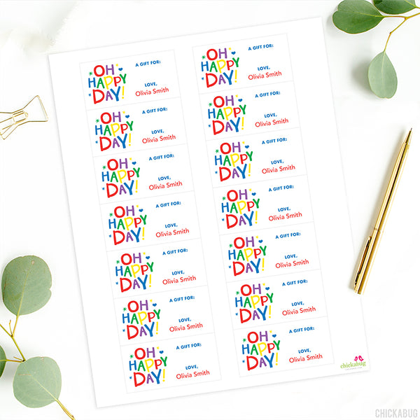"Oh Happy Day!" All-Occasion Gift Labels