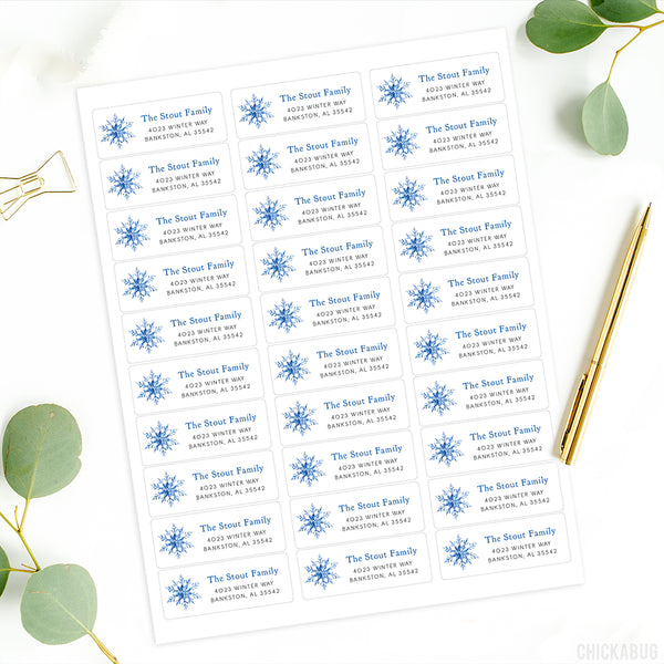 Watercolor Snowflake Winter Address Labels