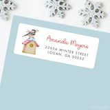 Winter Chickadee and Birdhouse Address Labels