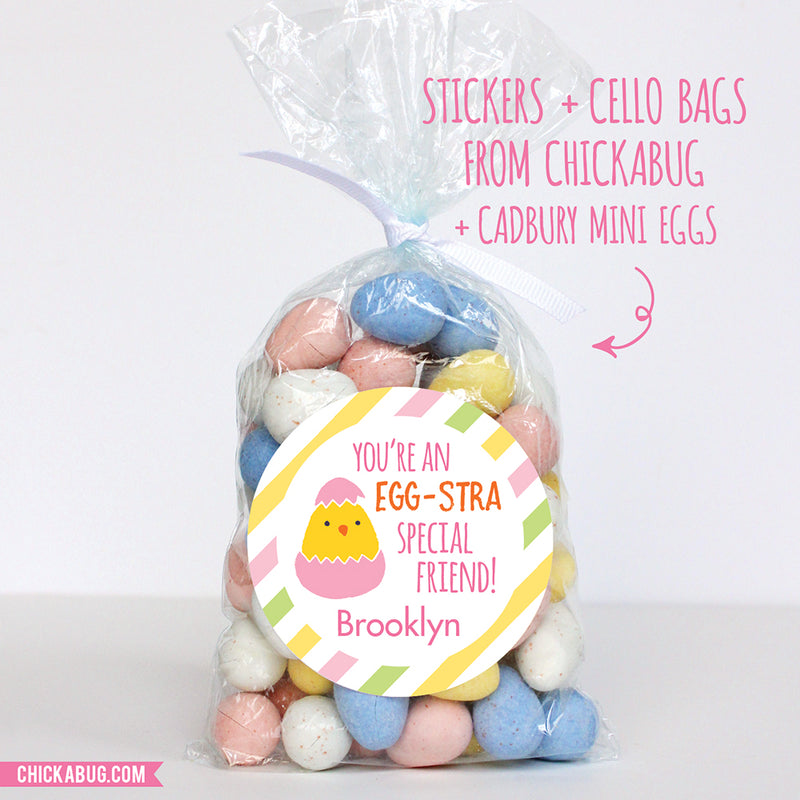 "Egg-stra Special Friend" Pink Easter Stickers