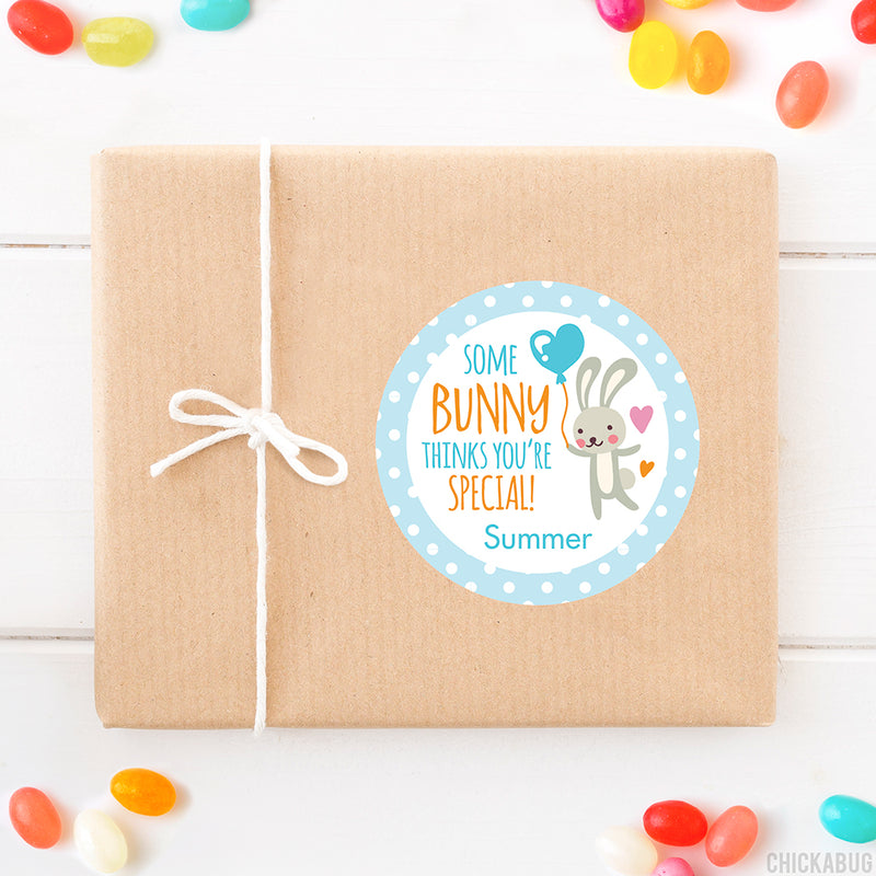 "Some Bunny Thinks You're Special" Blue Easter Stickers