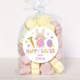 Bunny Holding an Egg Pink Easter Stickers