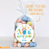 Bunny Holding an Egg Blue Easter Stickers