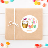 Watercolor Bunny in a Basket Easter Stickers