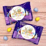 Watercolor Bunny, Basket and Eggs Easter Stickers