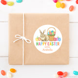 Watercolor Bunny, Basket and Eggs Easter Stickers