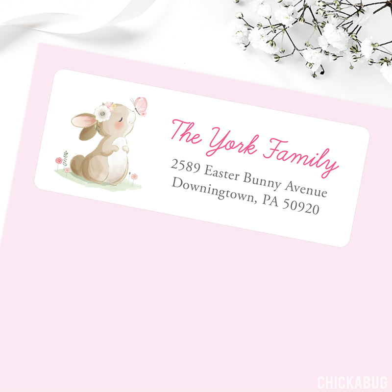Personalized Watercolor Bunny and Butterfly Easter Address Labels