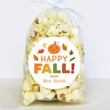 Smiling Pumpkin "Happy Fall!" Stickers