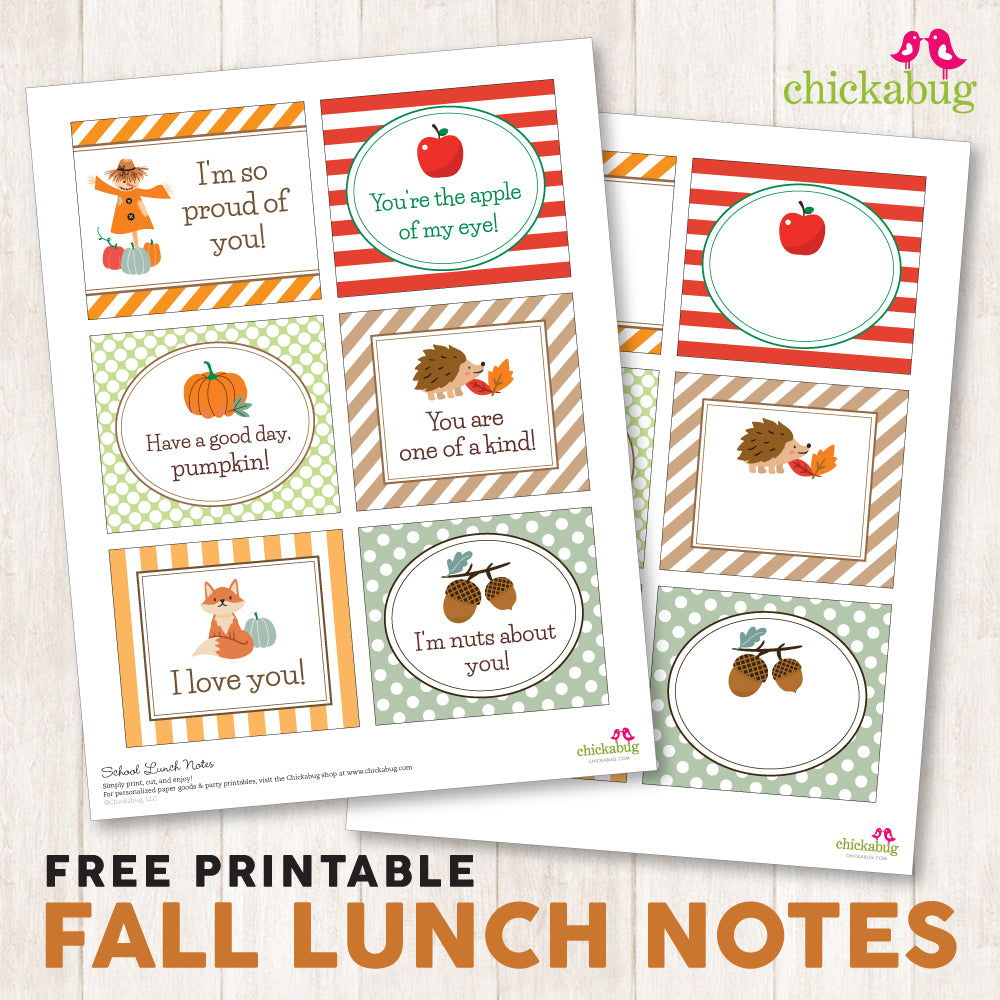 Free Printable Fall School Lunch Notes (INSTANT DOWNLOAD) – Chickabug free-printable-fall-school-lunch-notes-instant-download-chickabug