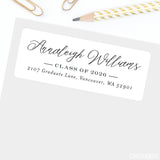 Black & White Script Class of 2026 Graduation Address Labels