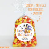 Pumpkin and Witch Happy Halloween Stickers