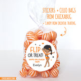 "Flip or Treat" African-American Gymnast Halloween Stickers