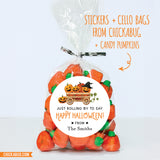 Pumpkins "Just Rolling By" Halloween Stickers