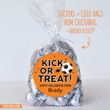 "Kick Or Treat" Soccer Halloween Stickers