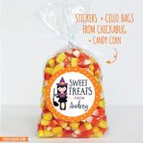 "Sweet Treats" Witch with Broom Halloween Stickers