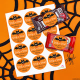 Trick or Treat Bat Halloween Stickers (Orange)