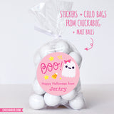 Pink Boo! Ghost Halloween Stickers