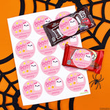 Pink Boo! Ghost Halloween Stickers