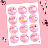 Pink Boo! Ghost Halloween Stickers