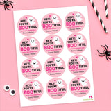 Pink "Hey! You're BOOtiful" Halloween Stickers