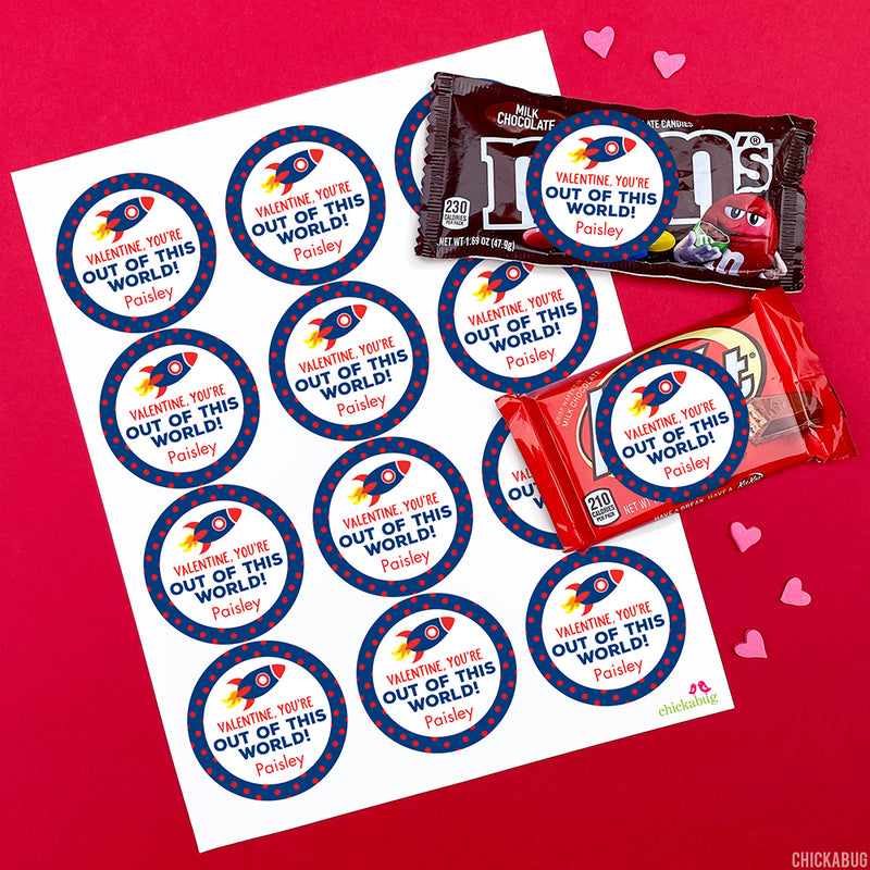 "You're Out of This World" Valentine's Day Stickers