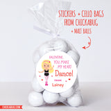 Little Girl Dancer Valentine's Day Stickers - Blonde Hair