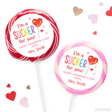 "Sucker For You" Lollipop Valentine's Day Stickers