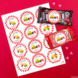 "I Dig You" Construction Vehicles Valentine's Day Stickers