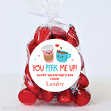 "You Perk Me Up!" Coffee Valentine's Day Stickers