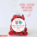 "You Perk Me Up!" Coffee Valentine's Day Stickers