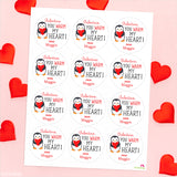 "You Warm My Heart" Penguin Valentine's Day Stickers