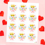 "Wheelie Great Kid" School Bus Valentine's Day Stickers