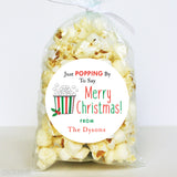 "Just Popping By" Christmas Popcorn Labels