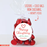 Candy Cane Heart Merry Christmas Gift Labels